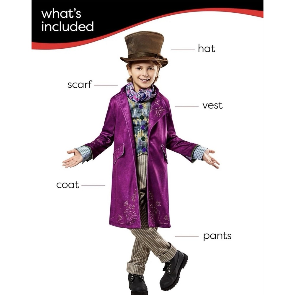 Rubie's Boy's Polyester Willy Wonka Halloween Costume Size Large 10-12 New